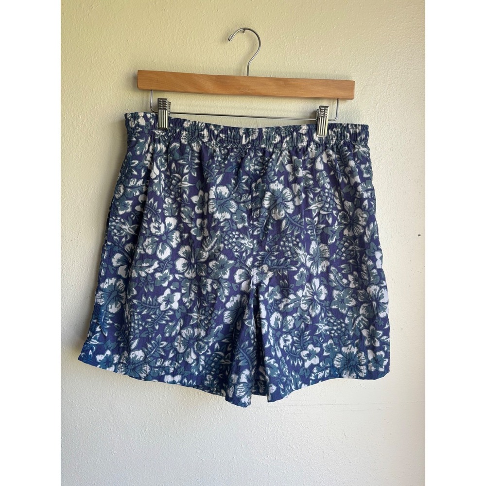 VTG Prospirit Mens Blue Tropical Floral Pineapple Swim Trunk Shorts Size M 32-34